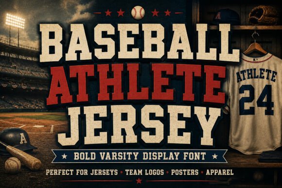 Baseball Athlete Jersey: The Vintage Varsity Typeface